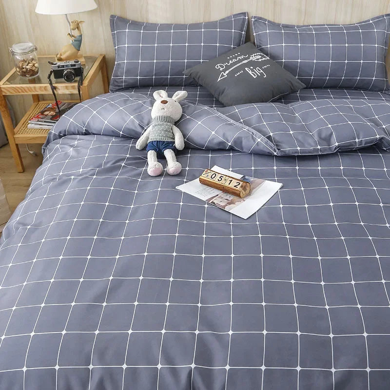 Afralia™ 4-Piece Geometric Floral Quilt Cover Set for 1.5/1.8/2M Beds