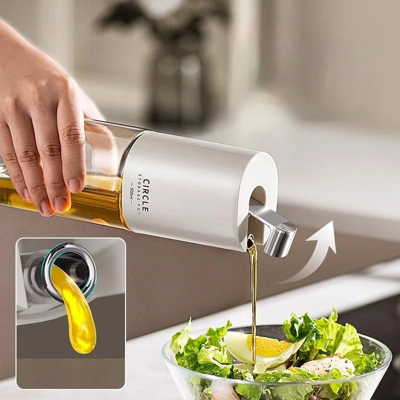 Afralia™ Automatic Glass Oil Pot Seasoning Bottle - Kitchen Cooking Vinegar Dispenser