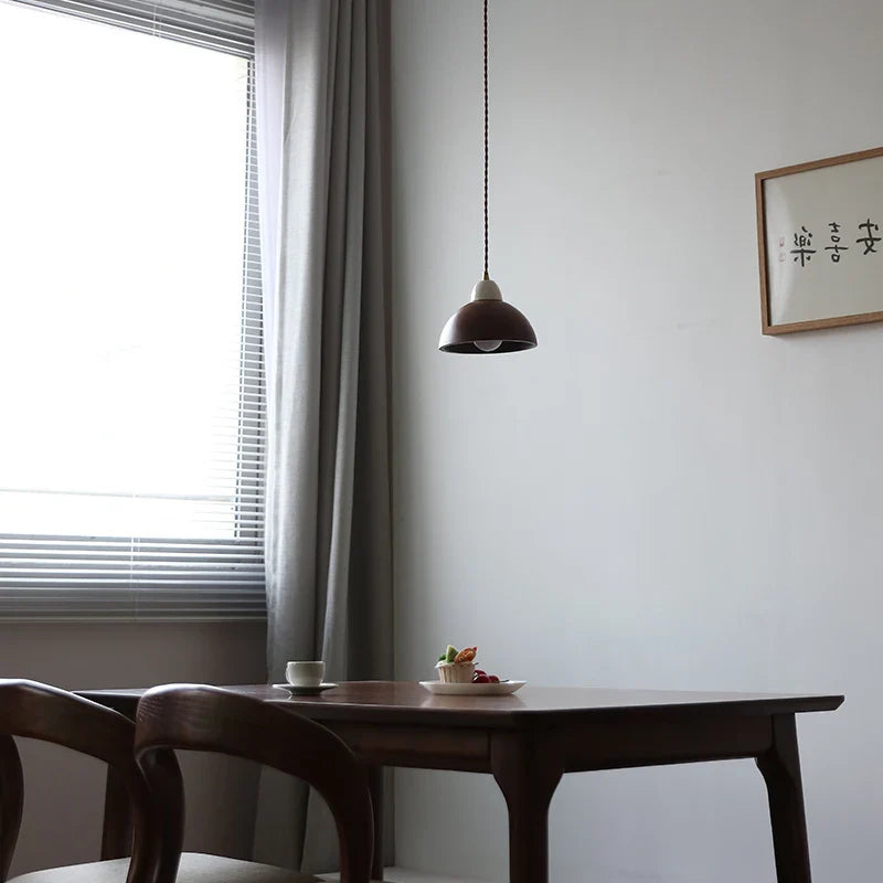 Afralia™ Ceramic Walnut Pendant Light with LED, Adjustable Hanging Lamp