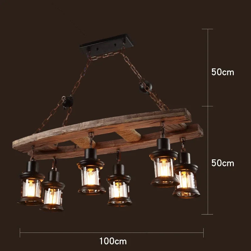Afralia™ Wooden Chandelier: American Country Pendant Light for Cafe, Clothing, and Home