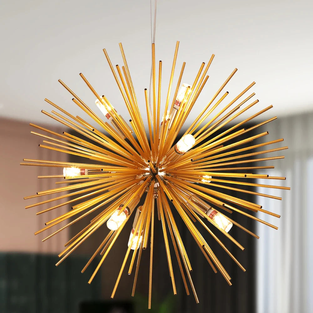 Afralia™ Gold LED Chandelier Pendant Light for Modern Kitchen Island Living Room