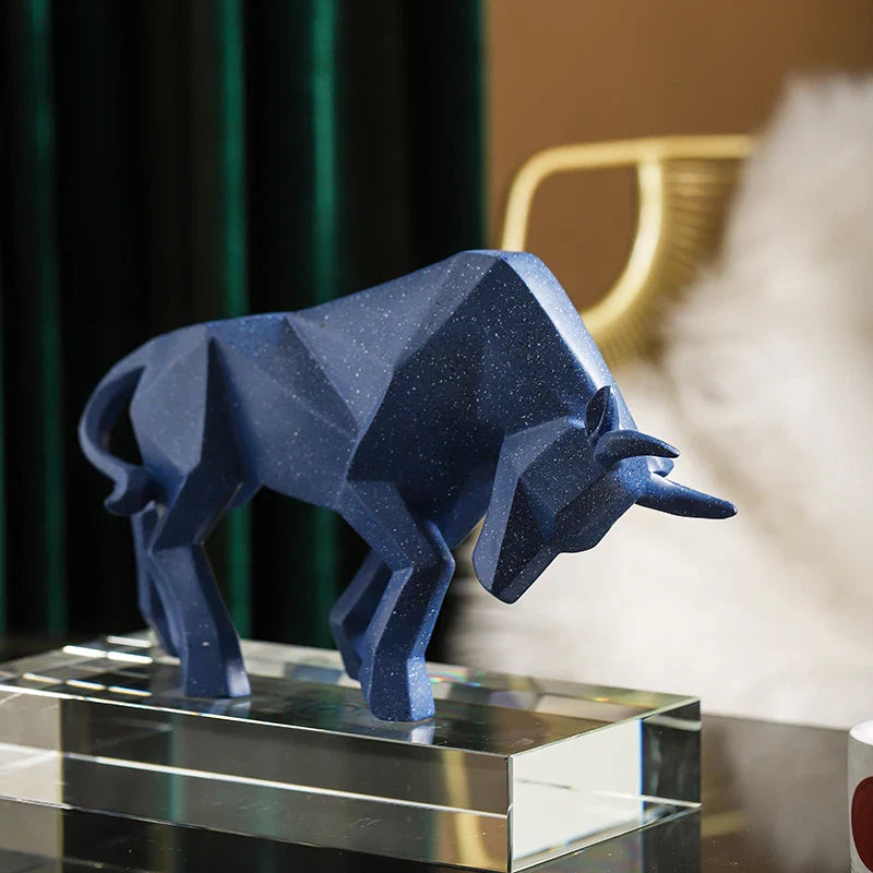 Afralia™ Geometric Bison Sculpture Resin Home Office Modern Decor Tabletop Figurine