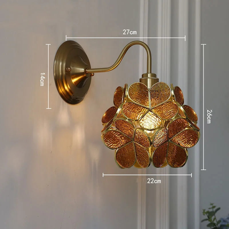 Afralia™ Pink Glass LED Wall Light Sconce for Home Decor or Bedroom