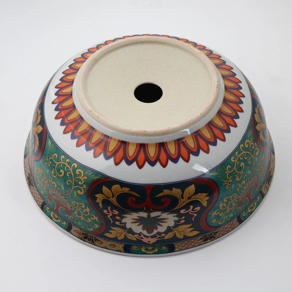 Afralia™ Boho Retro Ceramic Bathroom Washbasin Sink - Round Vintage Style