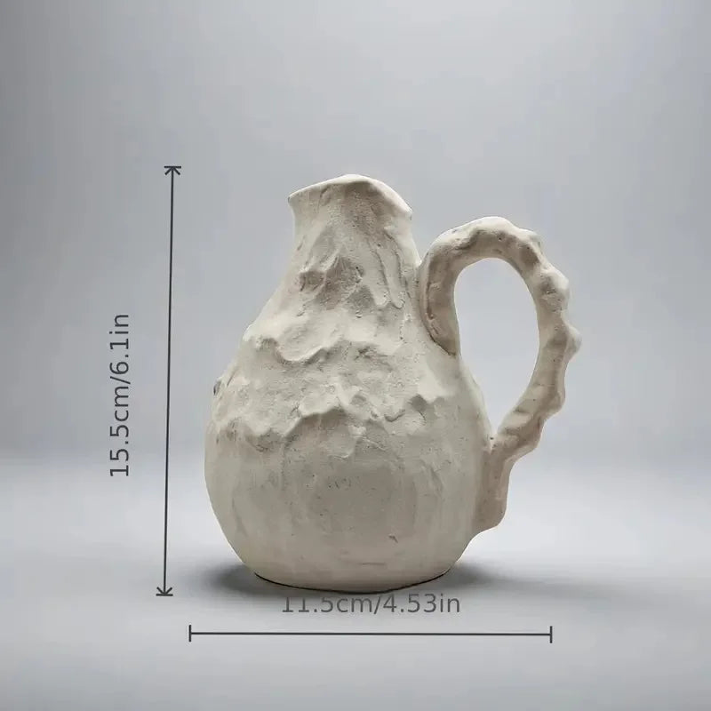 Afralia™ Handmade Irregular Grain Ceramic Vase for Home Floral Arrangements