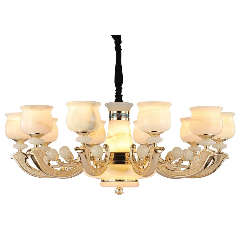 Afralia™ Natural Afghan Jade Villa Chandelier: High-Grade Living Room Lamp for Luxurious Atmosphere