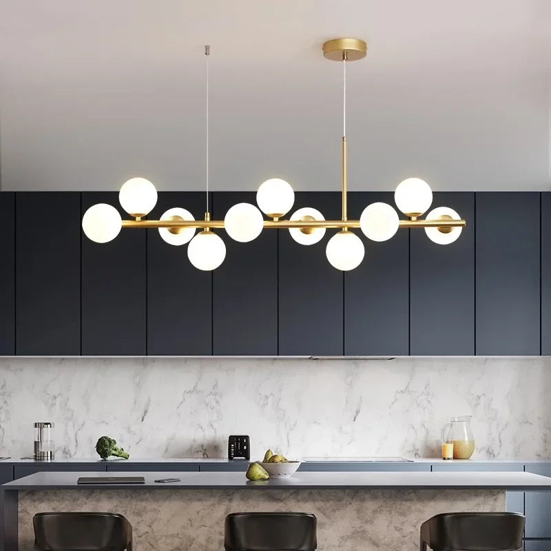 Afralia™ Modern Black LED Pendant Chandeliers for Living Dining Kitchen Lighting