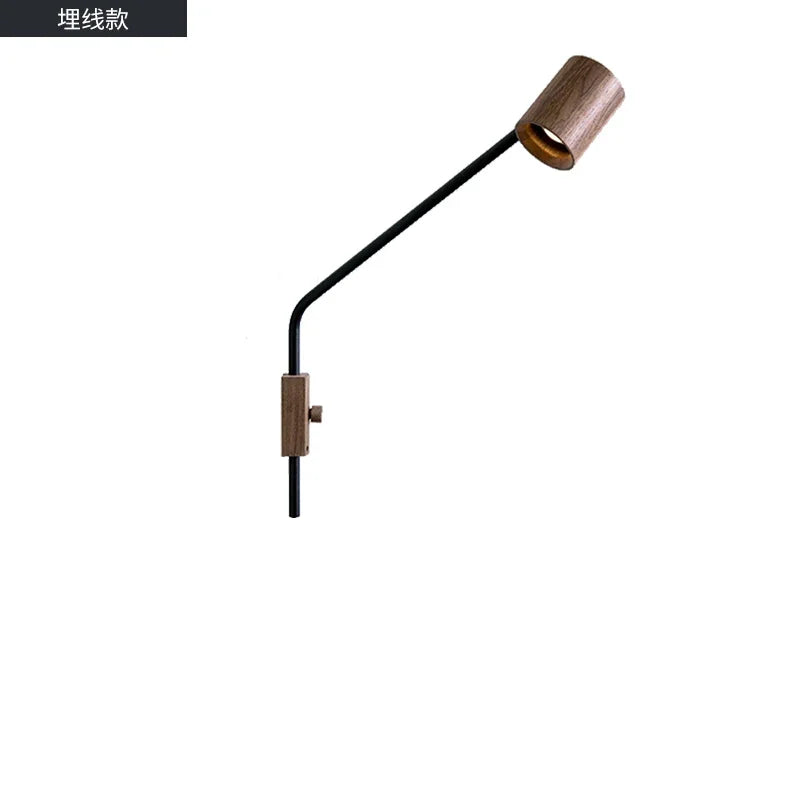 Afralia™ Black Walnut Swing Arm Wall Lamp with Switch | Minimalist Design for Home Decor