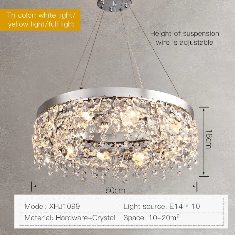 Afralia™ Crystal Chandelier: Modern Nordic LED Living Room Lamp