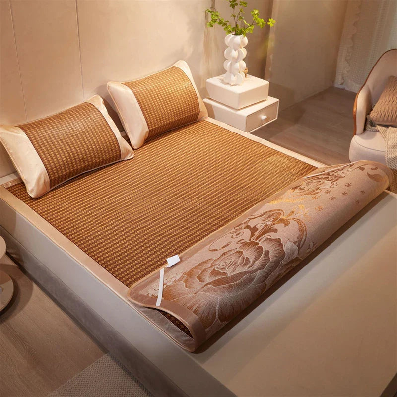 Afralia™ Cooling Rattan Mat & Pillowcase Set - Dual-Sided Thicker  Bed Pad for Summer