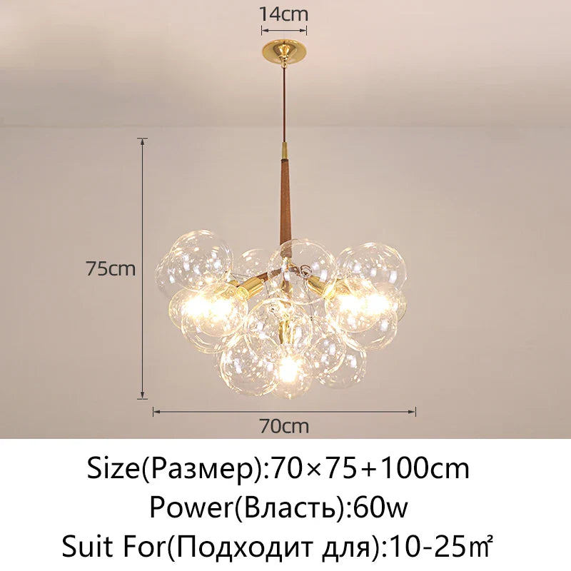Nordic Glass Chandelier Ceiling Pendant Light by Afralia™. Luxe Home Decor Fixture for Living Room and Bedroom.