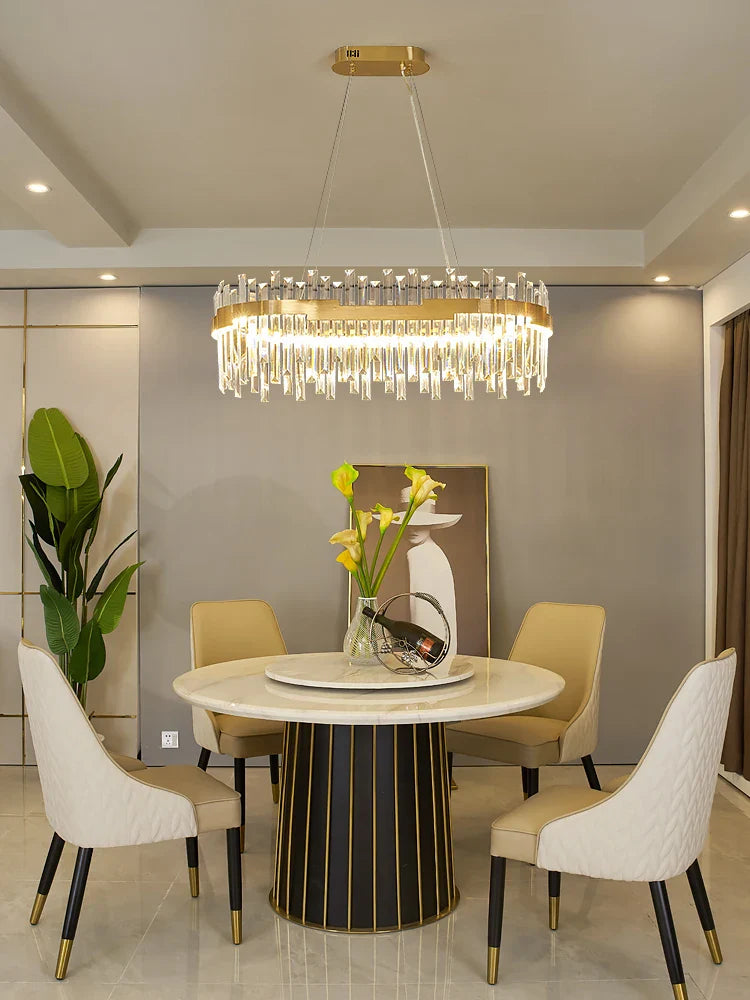 Afralia™ Gold Full Spectrum Crystal Chandelier for Living, Dining & Bedroom