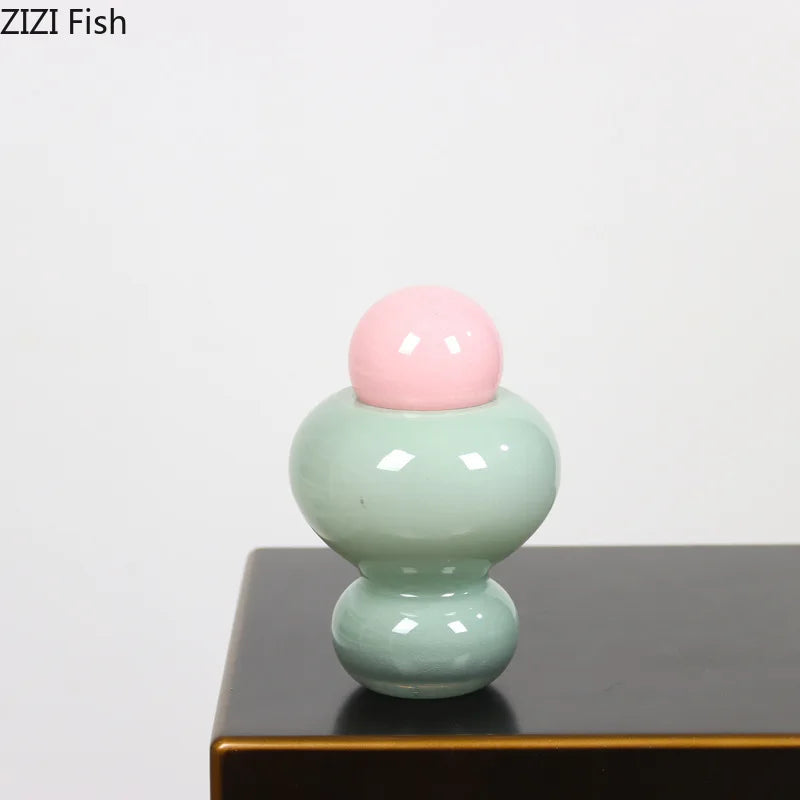 Circular Pink Glass Vase by Afralia™: Elegant Table Decor for Artificial Flowers Arrangement