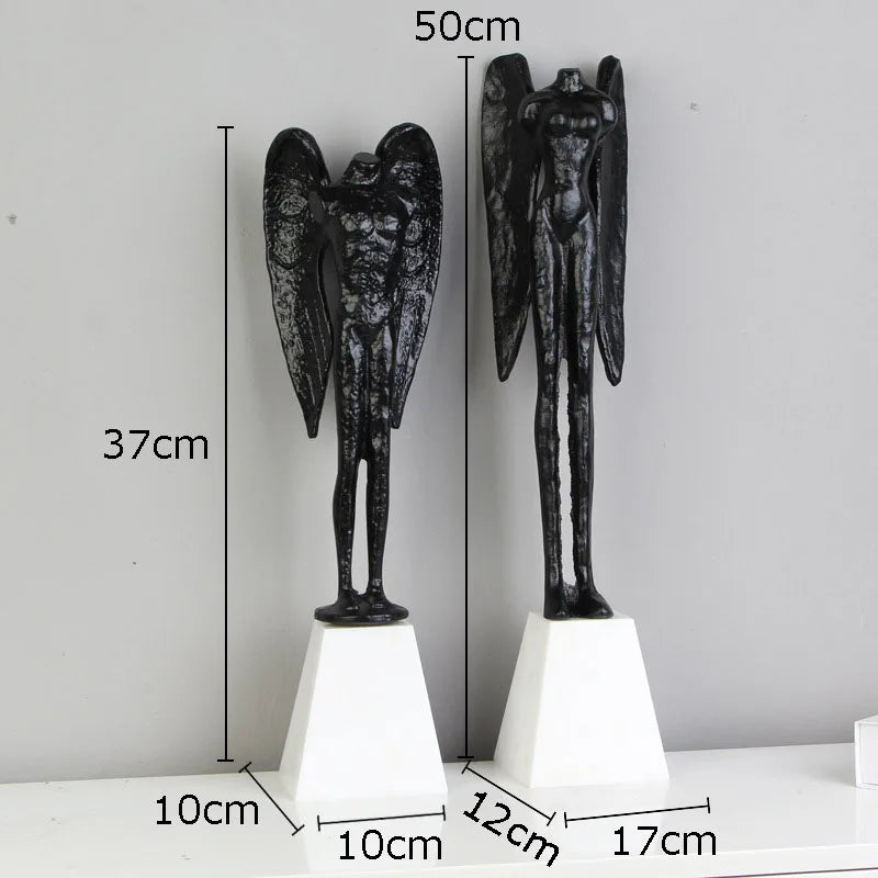 Afralia™ Angel Abstract Figures Sculpture Cast Iron Home Decor Statue Craft