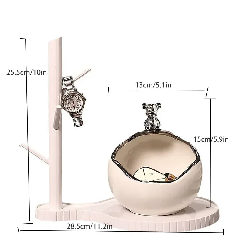 Afralia™ Ceramic Bear Tray: Modern Home Table Decor & Key Holder