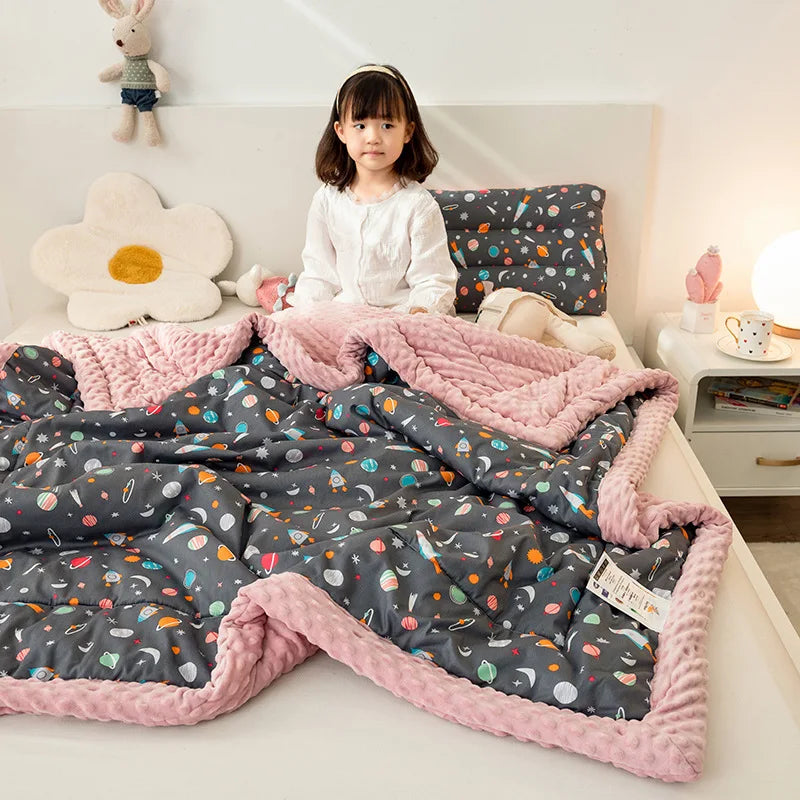 Afralia™ Cotton Floral Double Quilt | Retro Soothe Doudou Bedding Blanket
