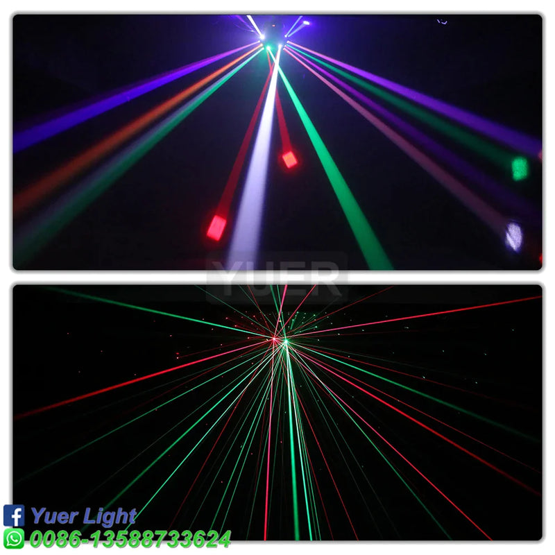 Afralia™ Dual LED Strobe Arm Moving Head Light with RG Laser for DJ Disco Party