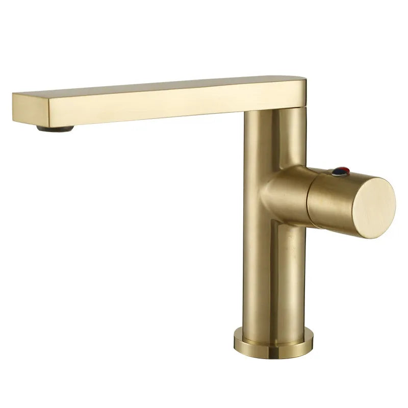 Afralia™ Brushed Gold Basin Faucet: Single Handle Brass Bathroom Mixer Tap