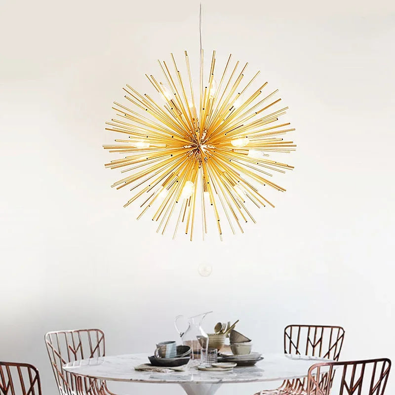 Afralia™ Metal Pendant Lamp Hanging Light: Dandelion Chandelier with E14 Bulb Slots