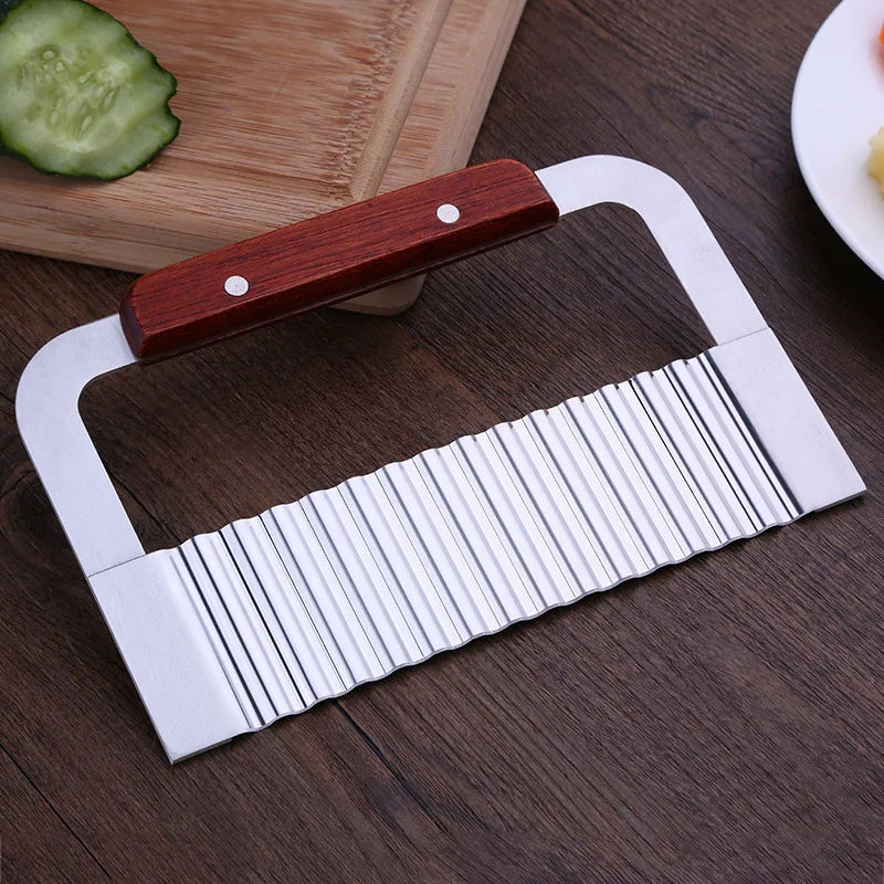 Afralia™ Wavy Potato Cutter Stainless Steel Slicer French Fry Chopper Vegetable Knife