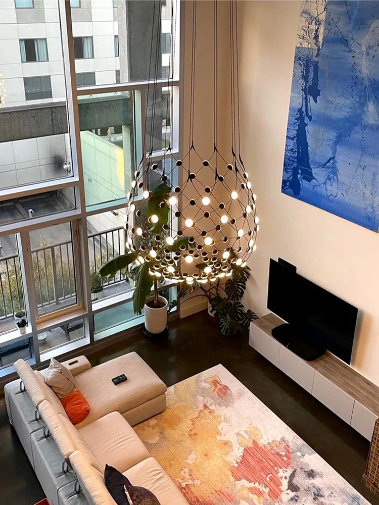 Afralia™ Mesh Ceiling Chandelier: Industrial Living Room Pendant Light for Home Decor