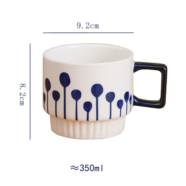 Afralia™ Porcelain Stacking Cup Set - Creative Painted Pattern Tea & Coffee Mug