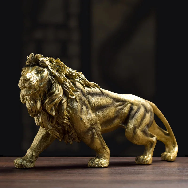 Afralia™ Lion Crown Statue: Abstract Animal Sculpture for Home Décor & Gifts