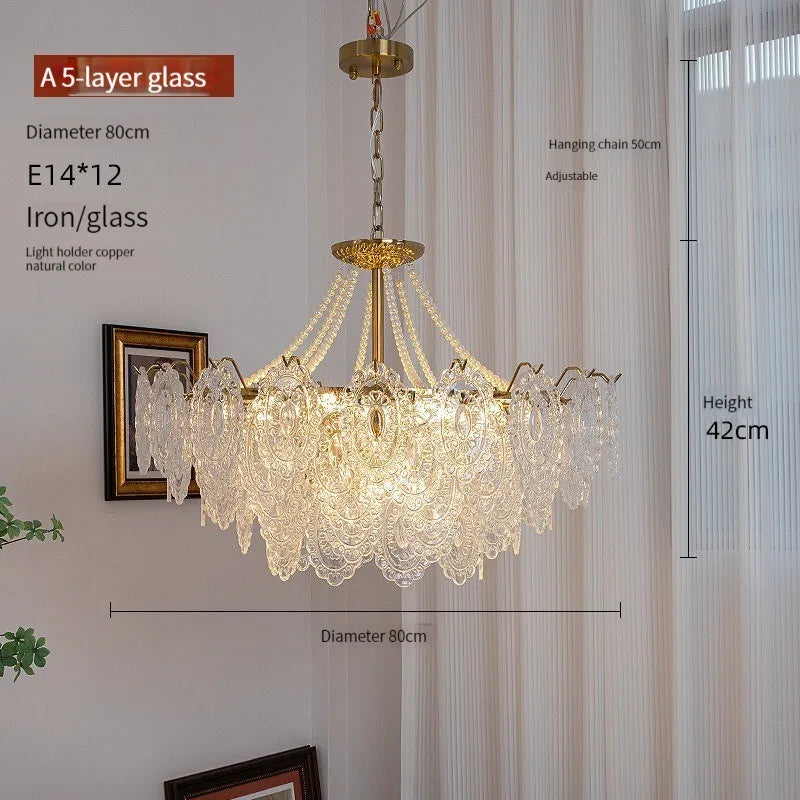 Afralia™ Metal Art Glass Chandelier Pendant Light for Modern Living Room Kitchen Decoration
