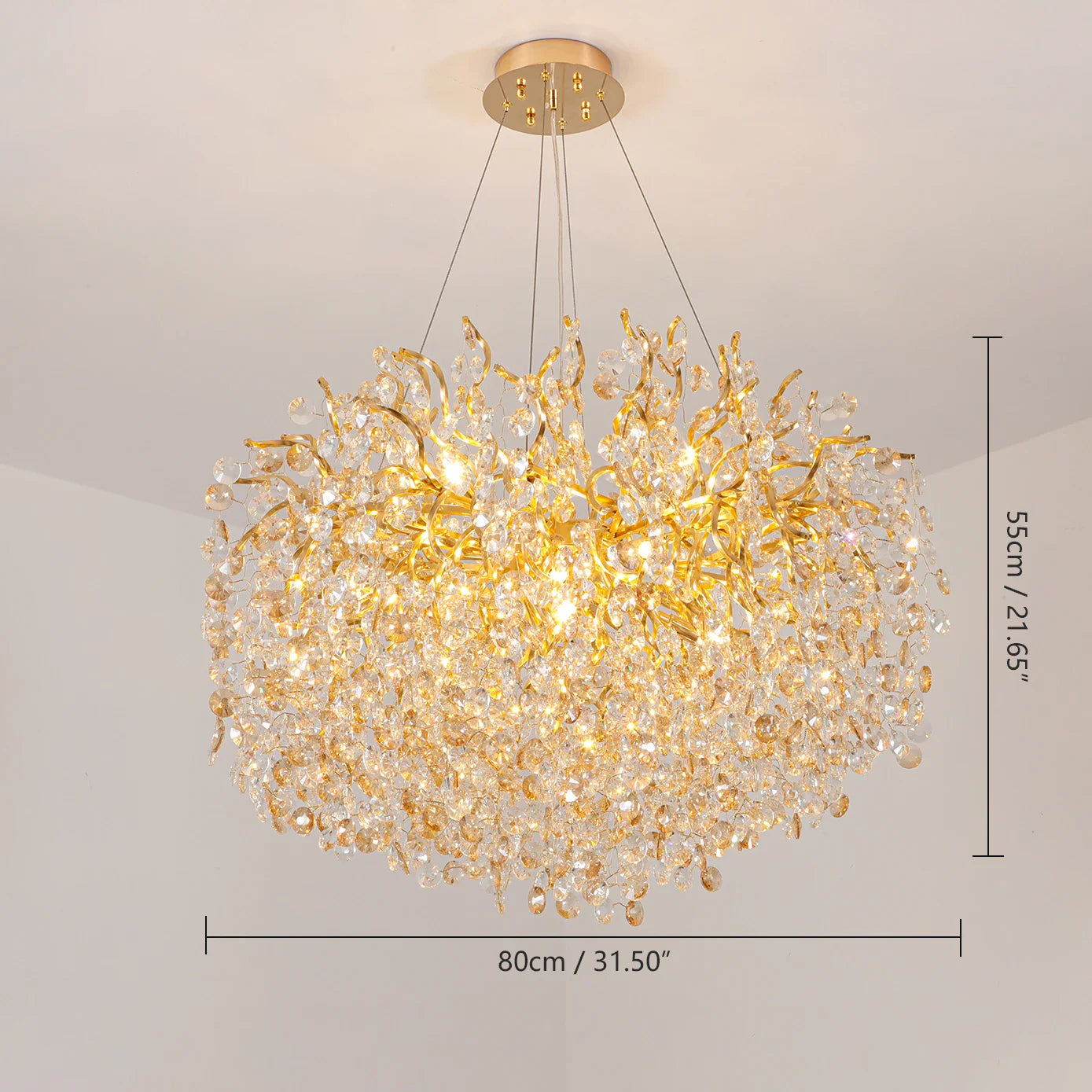 Afralia™ Gold Crystal Ceiling Chandelier: Luxury Lighting for Living Room, Dining Room, Bedroom.