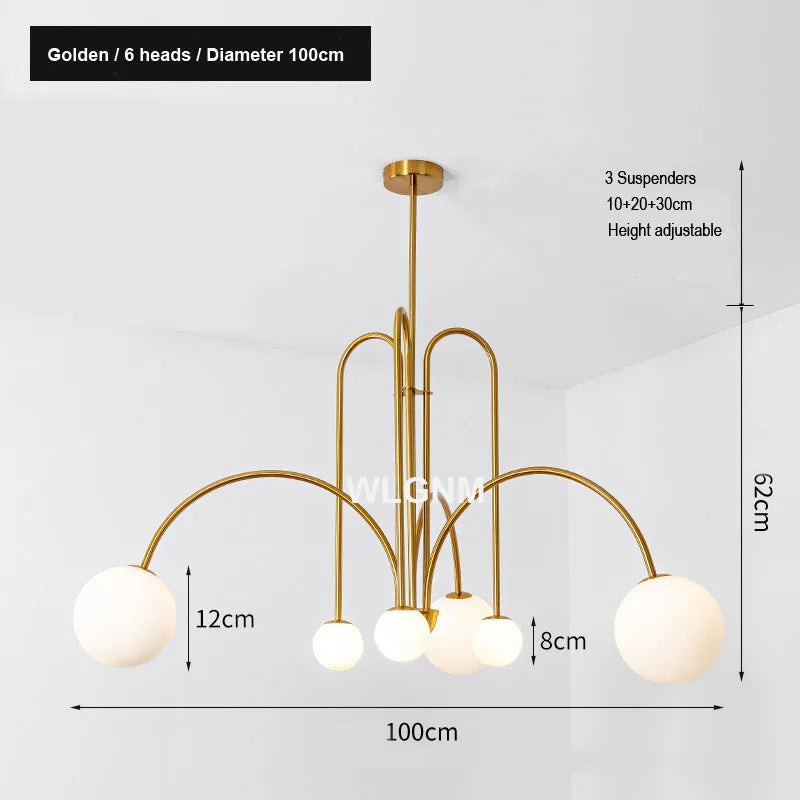 Afralia™ Glass Ball Chandelier: Modern Living Room Dining Kitchen Ceiling Light Fixtures