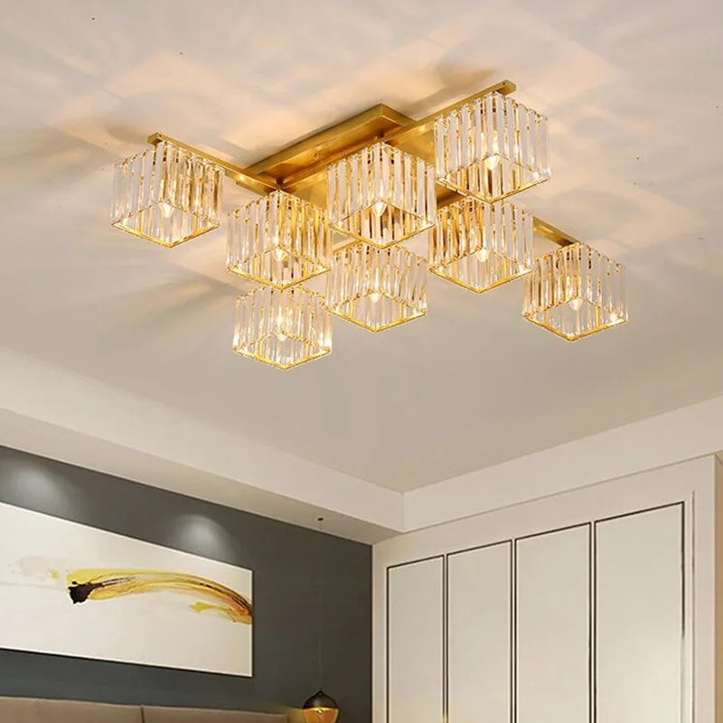 Afralia™ Square Crystal Ceiling Lamp: Modern Lighting for Living Room