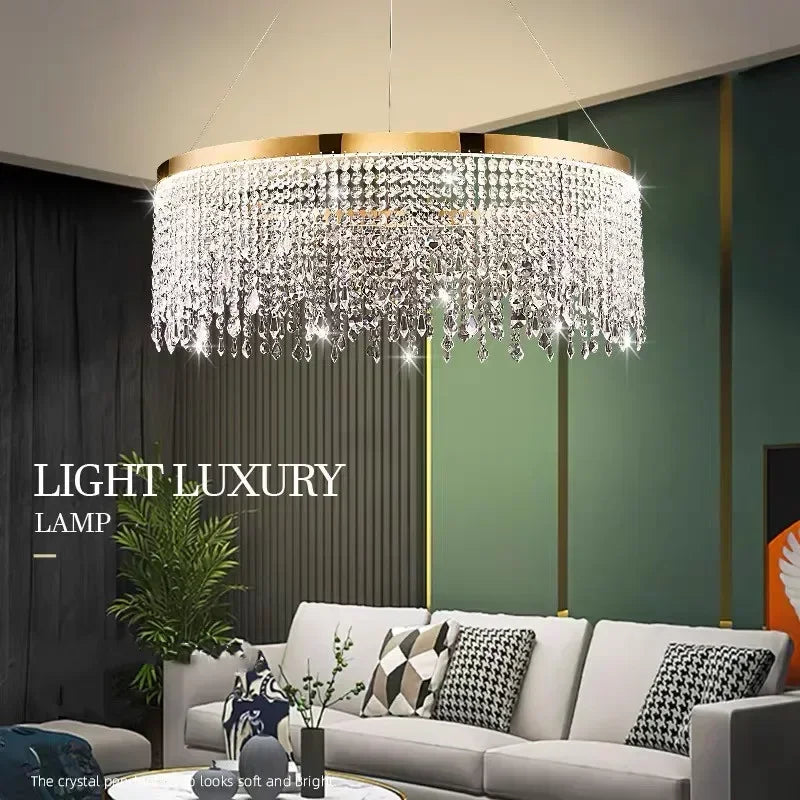 Afralia™ Crystal Circle LED Chandelier for Luxury Living Room Décor