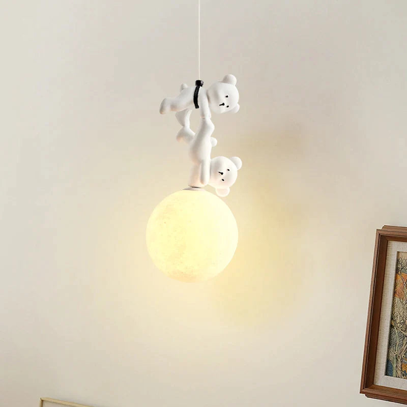 Afralia™ Bear Nursery Room Resin Pendant Lamp for Kids Bedroom