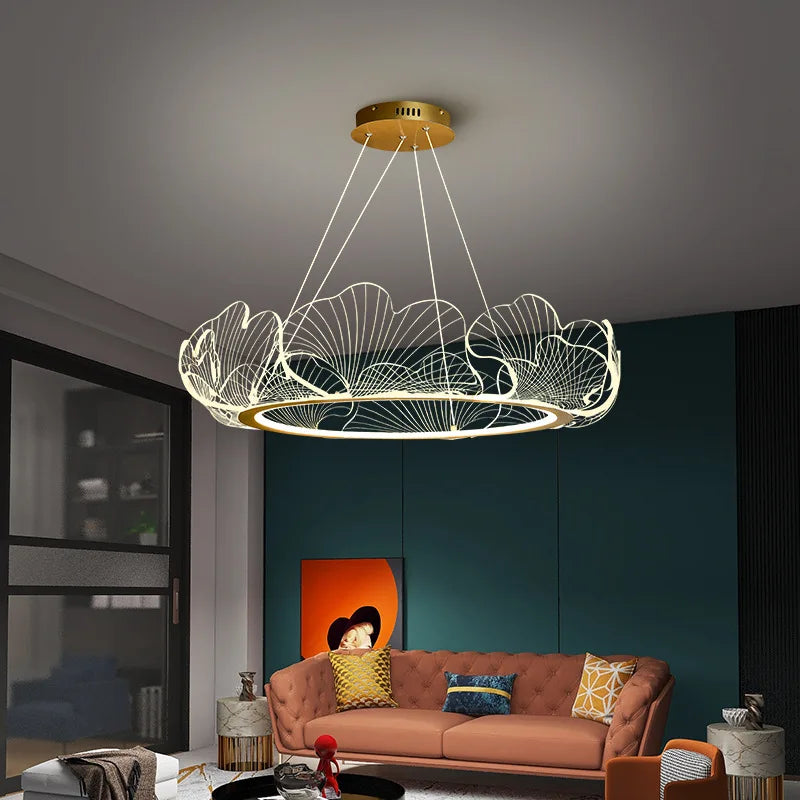 Afralia™ Ginkgo Leaf Chandelier Nordic Pendant Light for Living Dining Bedroom