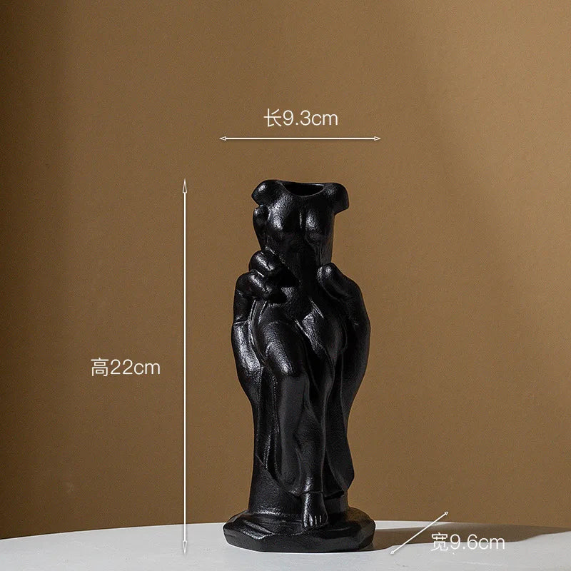 Afralia™ Venus Hand Ceramic Vase Nude Art Decor Ornament Palm Home Decoration