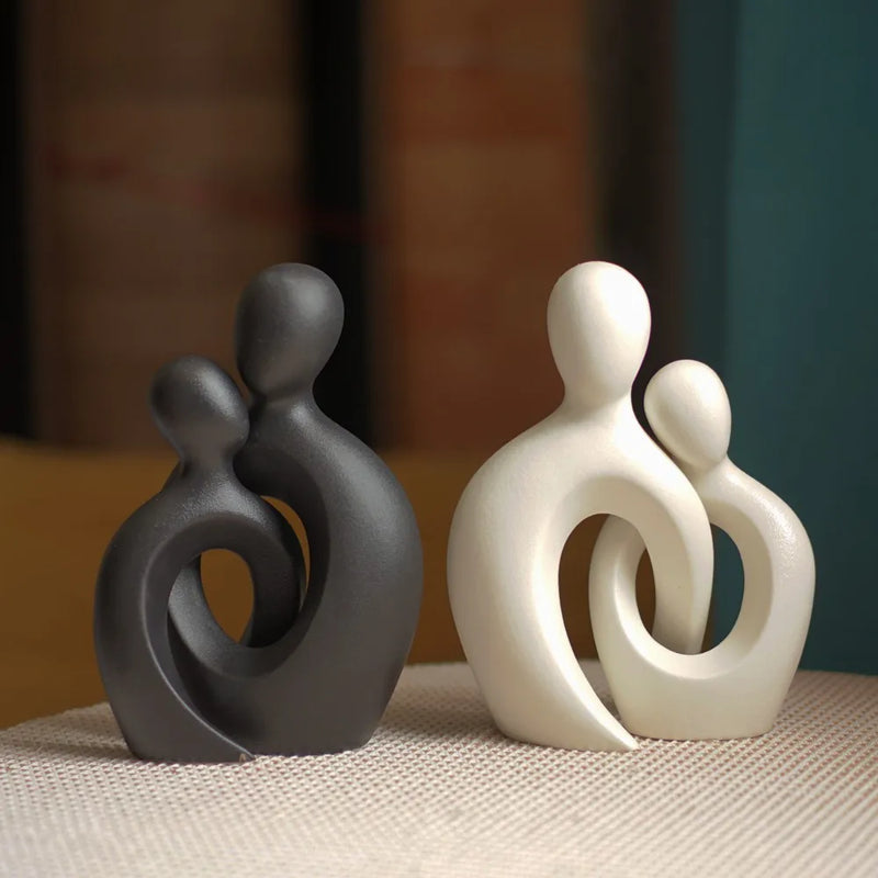 Afralia™ Couple Love Sculpture Modern Nordic Abstract Ceramic Figurine Home Decor