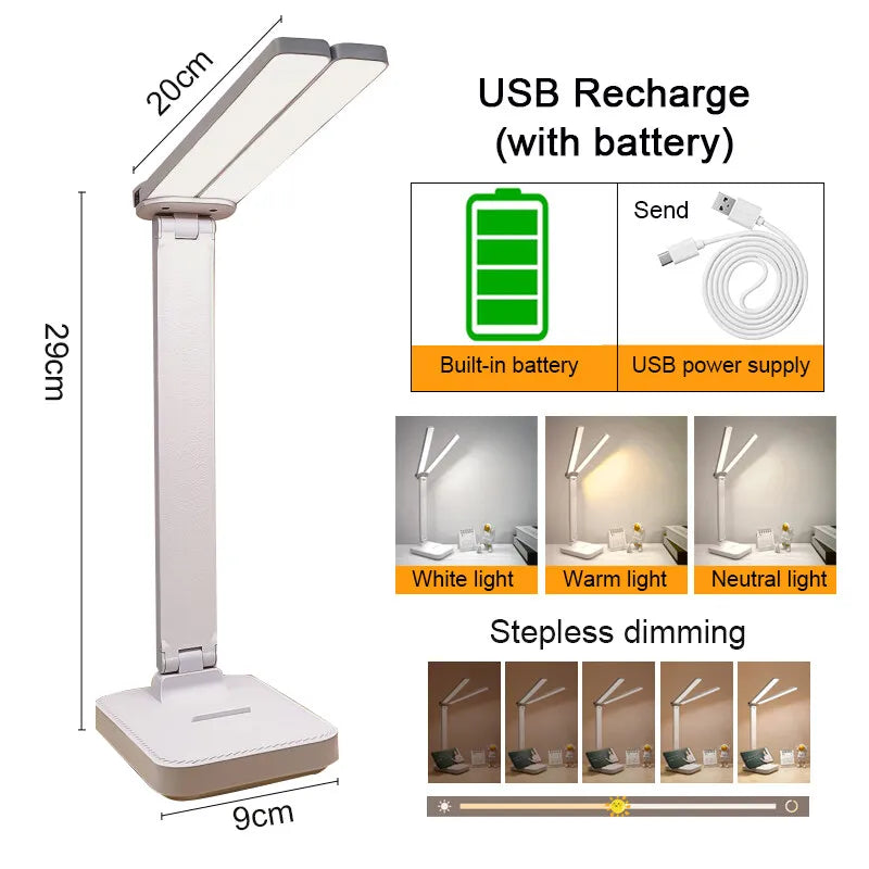 Afralia™ LED Desk Lamp: Rechargeable, Dimmable, Touch Control, Foldable, Eye Protection