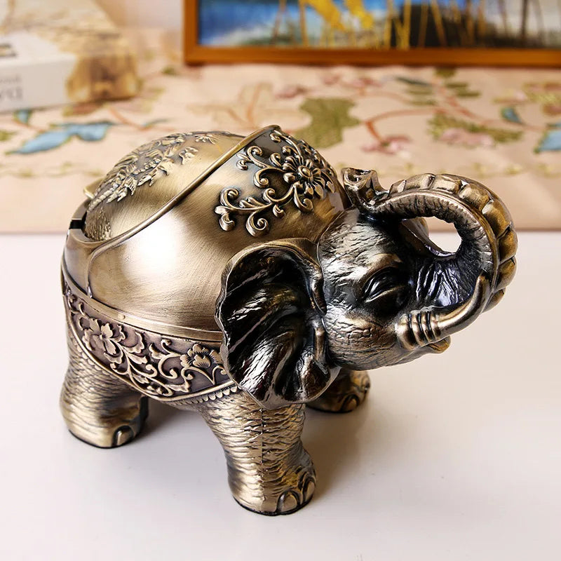 Afralia™ Elephant Shaped Windproof Ashtray with Lid for Home and Office