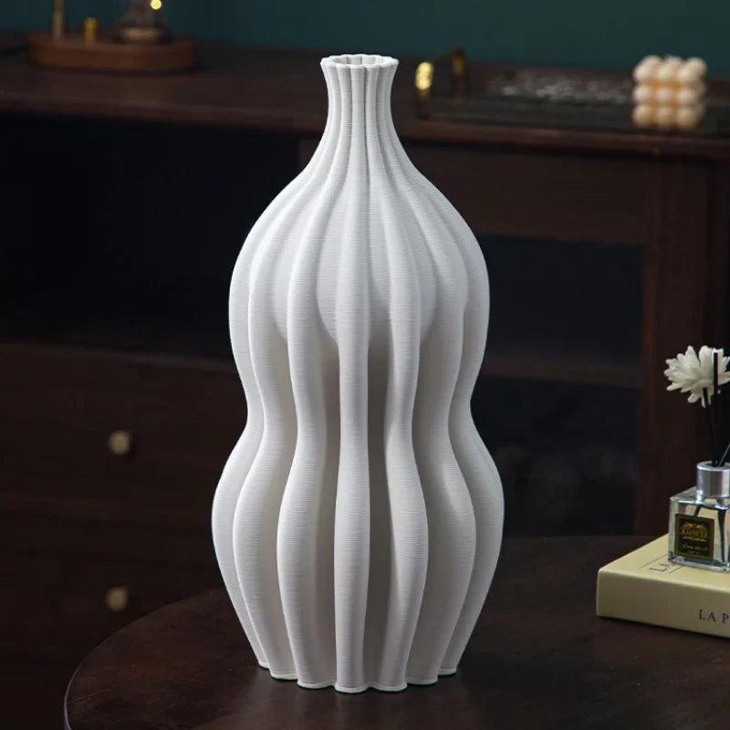 Afralia™ White Geometric Circle Ceramic Vase - Handcrafted Floral Arrangement Accessory