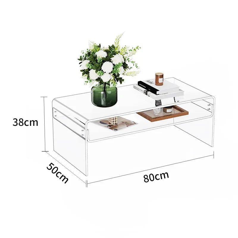 Afralia™ Transparent Acrylic Coffee Table, Creative Long Tea Table, Living Room Sofa Side Table