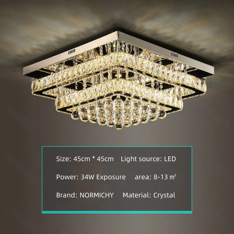 Afralia™ Elegant Crystal LED Chandelier, Remote Control Ceiling Lamp for Living Room, Bedroom