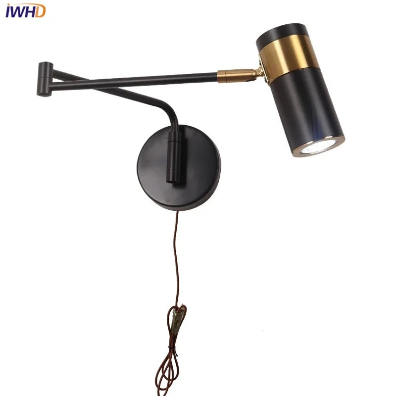 Afralia™ Rotatable LED Wall Sconce Swing Arm Light Fixture for Study and Bedside