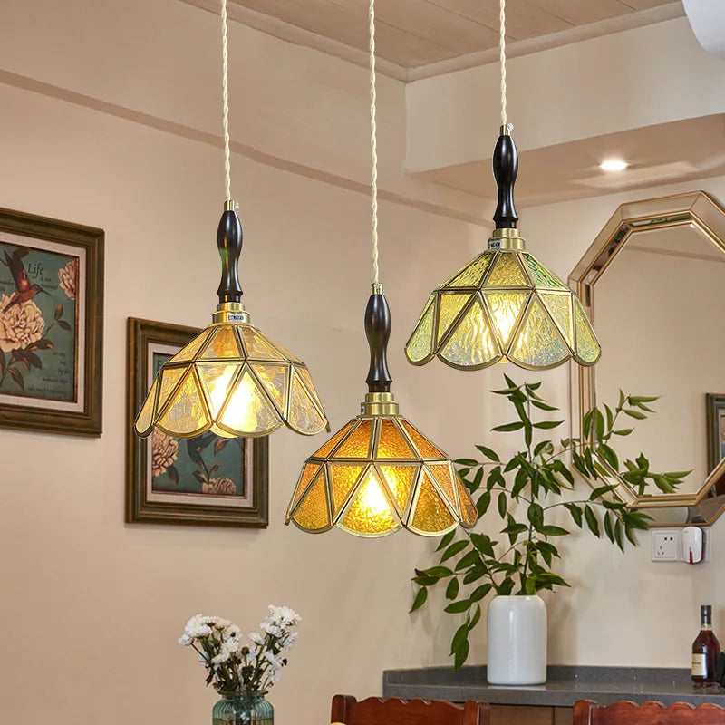 Vintage Pendant Lamp for Bedroom Bar Cafe Glass Copper LED Pendant Lights by Afralia™