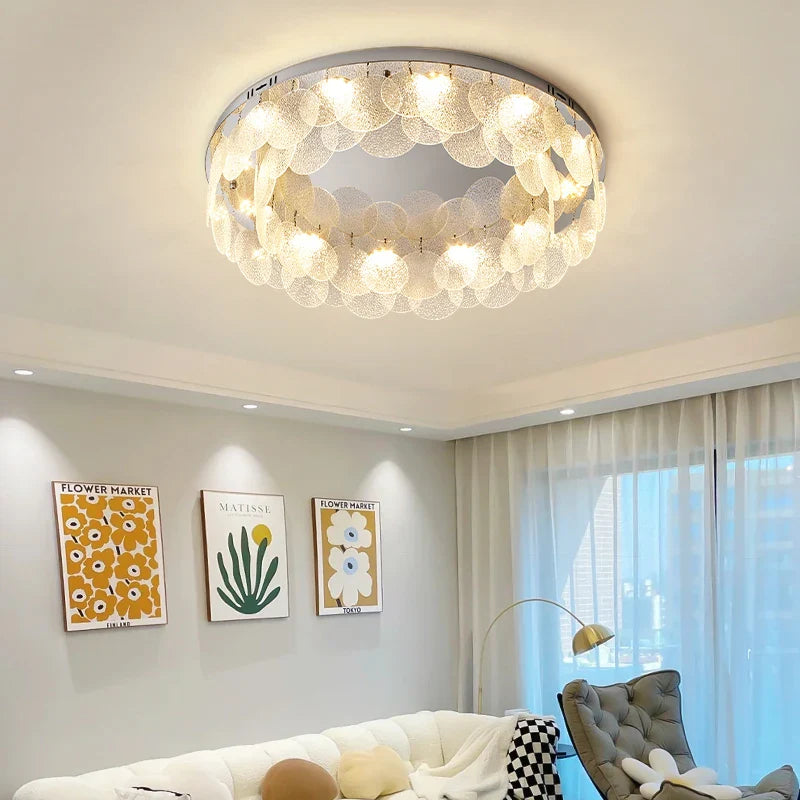 Afralia™ LED Ceiling Light Stainless Steel Glass Parlor Bedroom Fixture