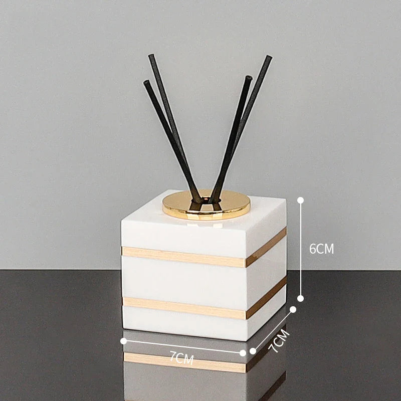 Afralia™ Volakos White Marble Bathroom Set with Golden Accents