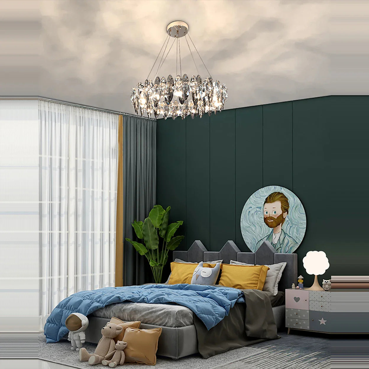 Afralia™ Crystal LED Chandelier: Modern Luxury Indoor Hanging Lamp, Living Room Decor