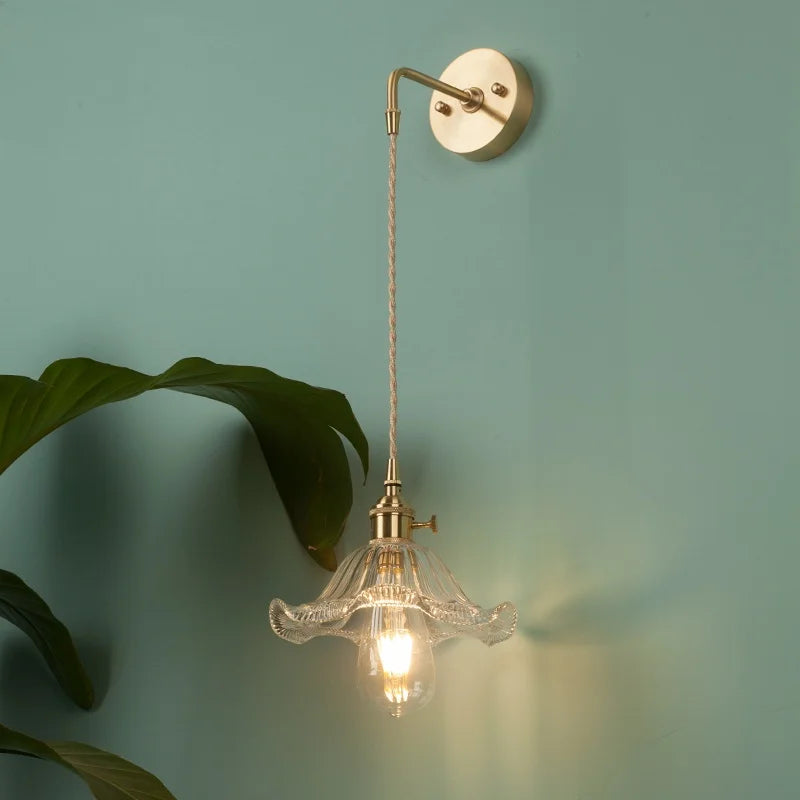 Afralia™ Nordic Glass LED Wall Lamps Copper Arm Wandlamp