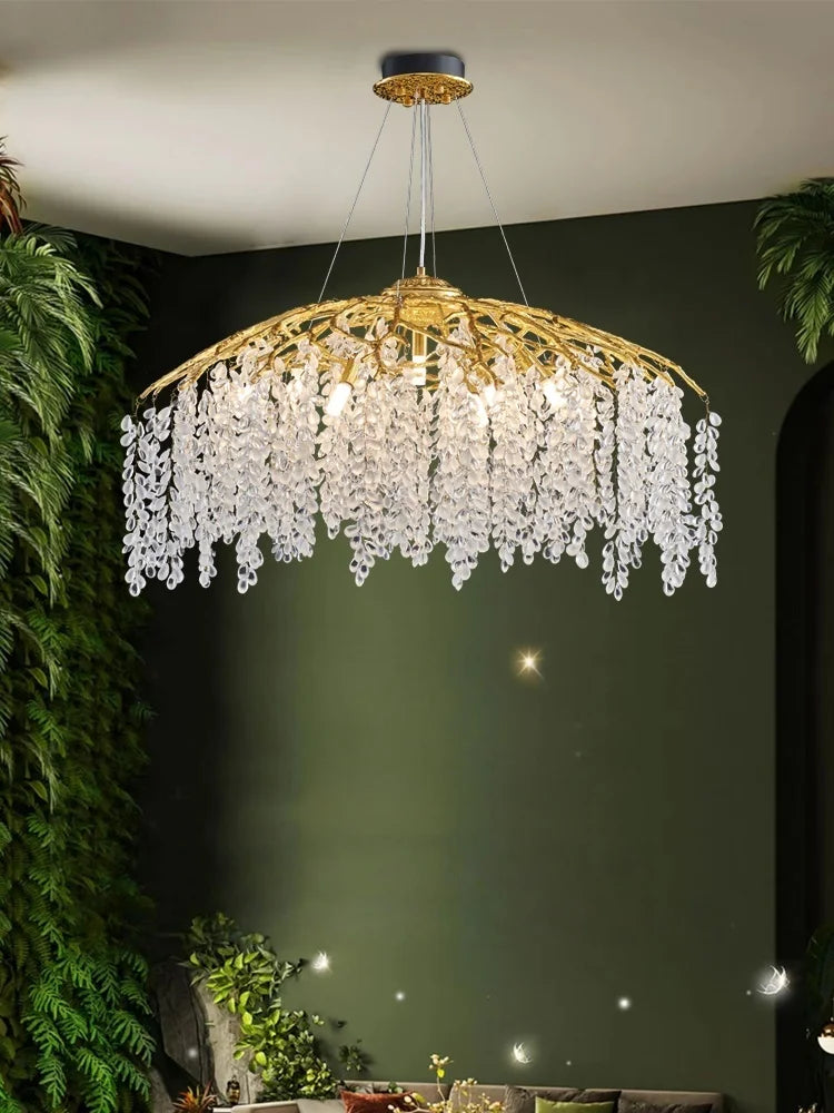 Afralia™ Luxe Glass Pendant Light for Living Room, Restaurant, Villa - Elegant, Romantic, Crystal French Style