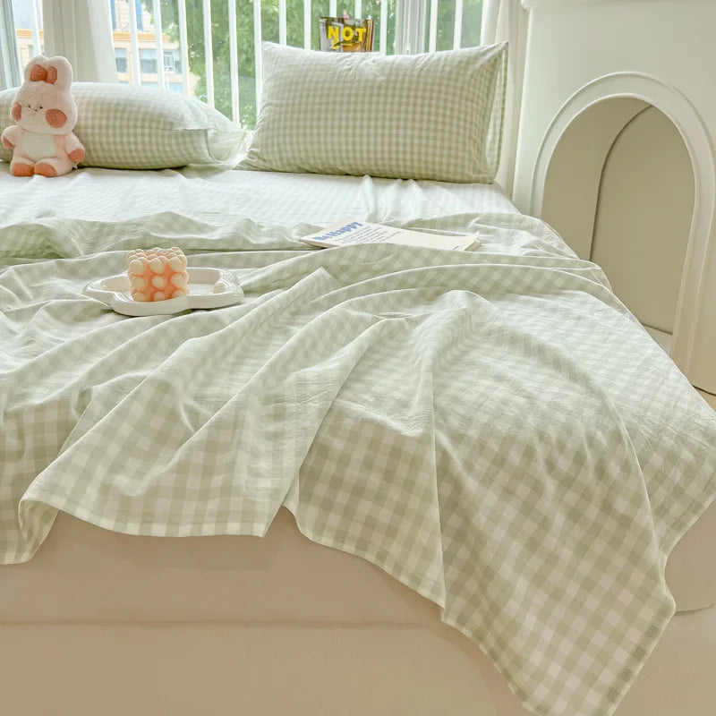Afralia™ Checkered Single Bed Sheet - Skin-Friendly and All Seasons Bed Linen
