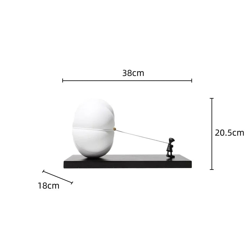 Afralia™ Cartoon Balloon Man Pumpkin Figure Resin Sculpture Home Decoration